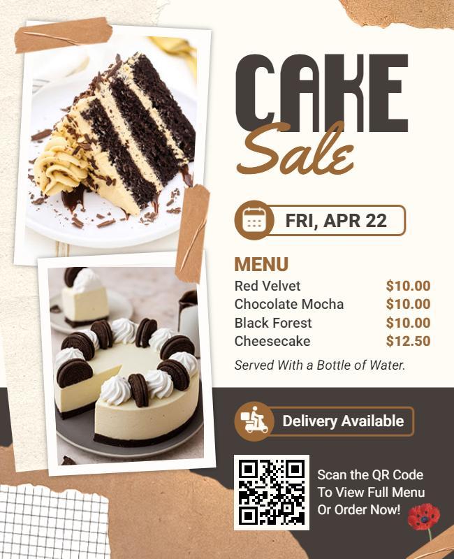 Cake Sale Event with Menu Details Flyer Template