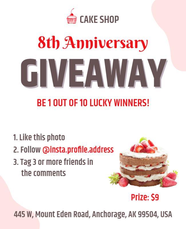 Cake Shop Anniversary Giveaway Flyer Template