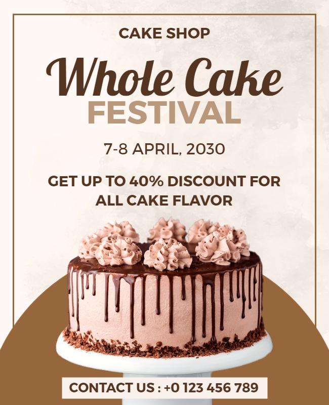 Cake Shop Festival Discount Flyer Template