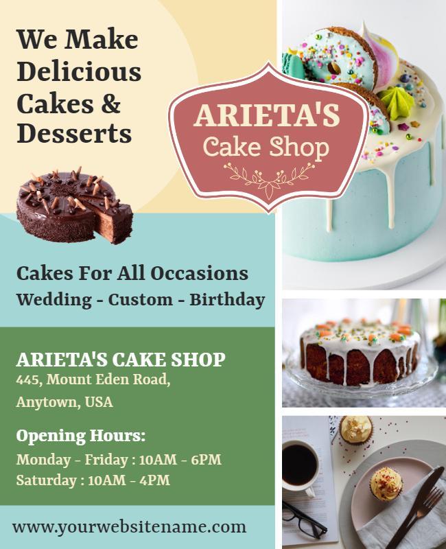 Cake Shop Promotional Flyer for All Occasions Template