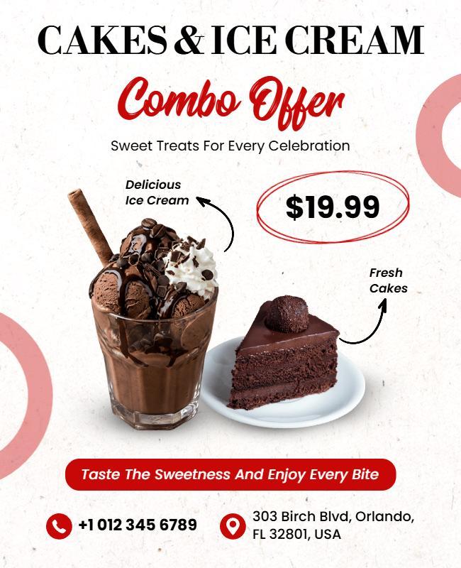 Cakes and Ice Cream Combo Offer Poster Template