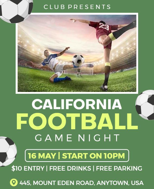 California Football Game Night Event Flyer Template