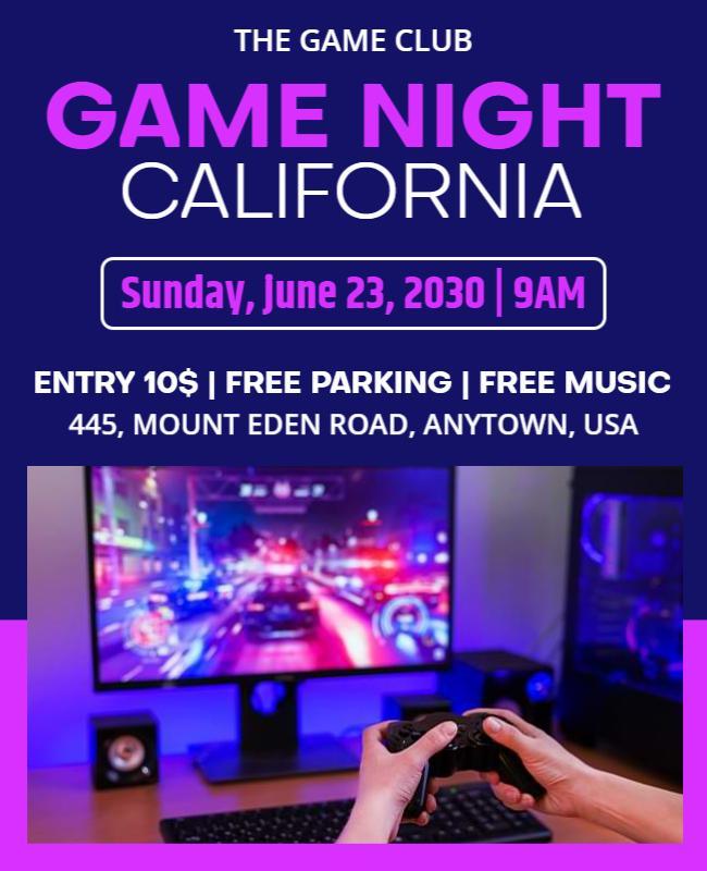 California Gaming Night Event Flyer Template