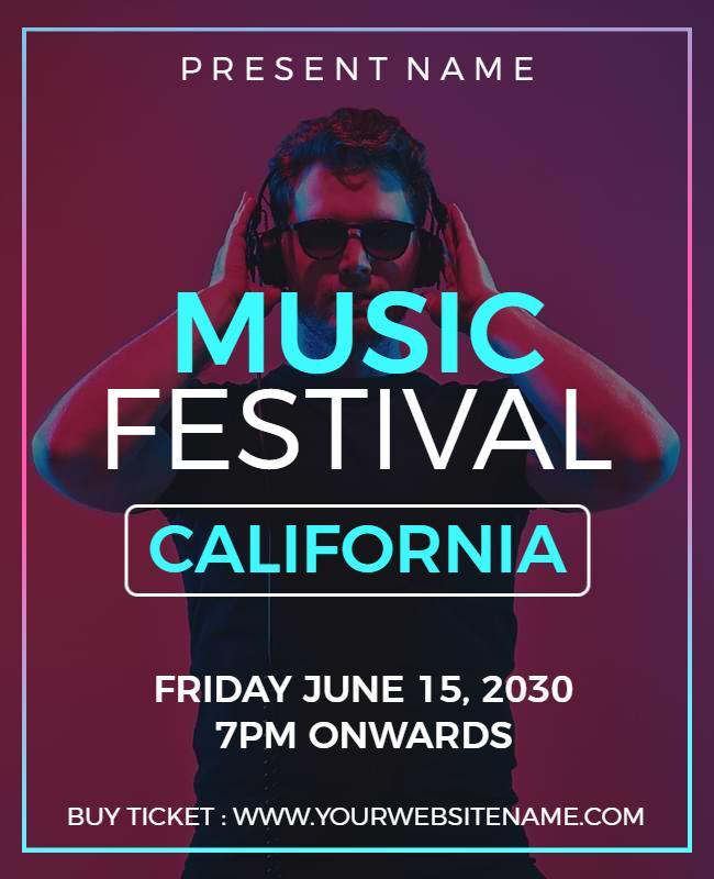 California Music Festival Event Flyer Template