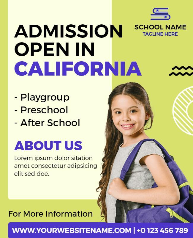 California School Admission Announcement Flyer Template