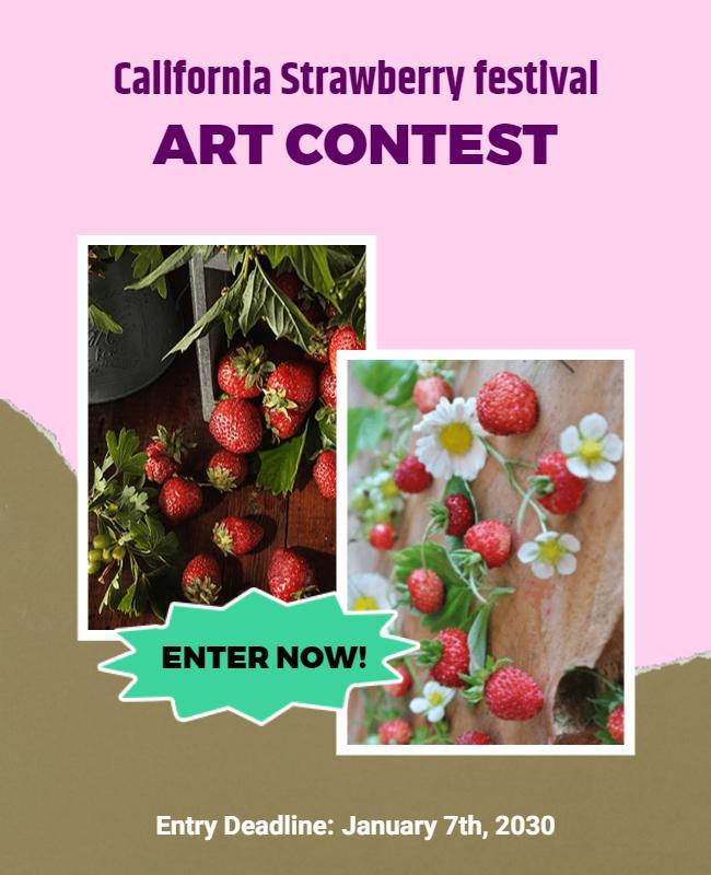 California Strawberry Festival Art Contest Flyer Template