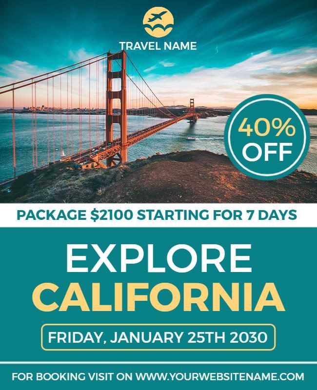 California Travel Promotion Flyer Template