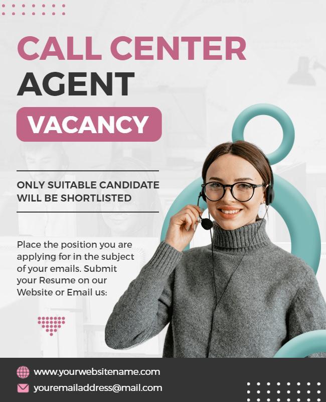 Call Center Agent Job Vacancy Flyer Template