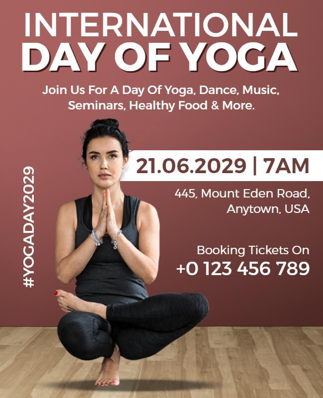 Calm Earth Tones International Day of Yoga Event Poster Template