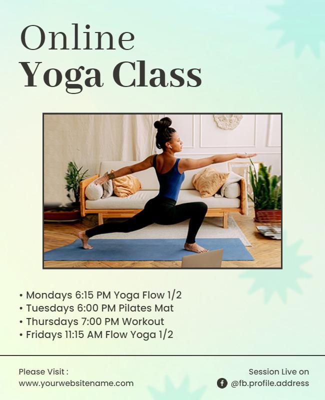 Calm Green Online Yoga Class Instruction Poster Template