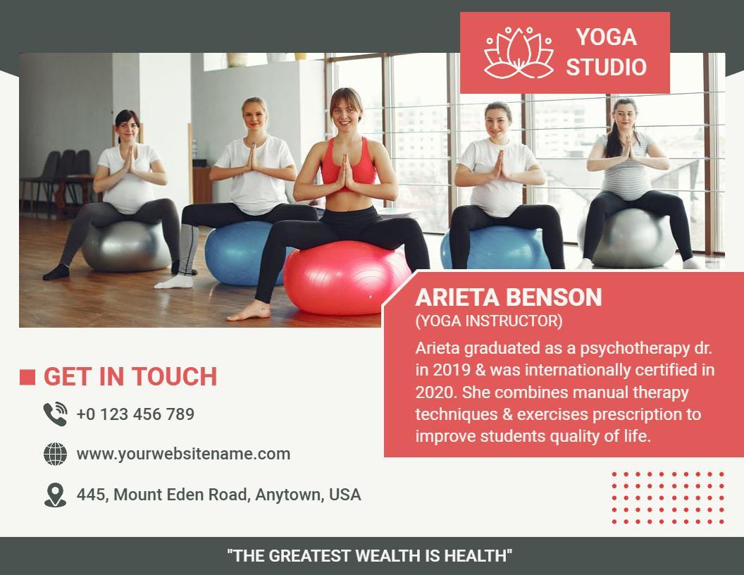 Calm Green Yoga Class Pricing and Schedule Brochure Template