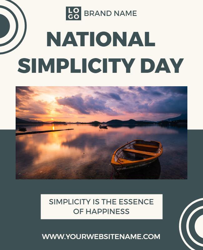 Calm Serenity Nature Reflection for National Simplicity Day Poster Template