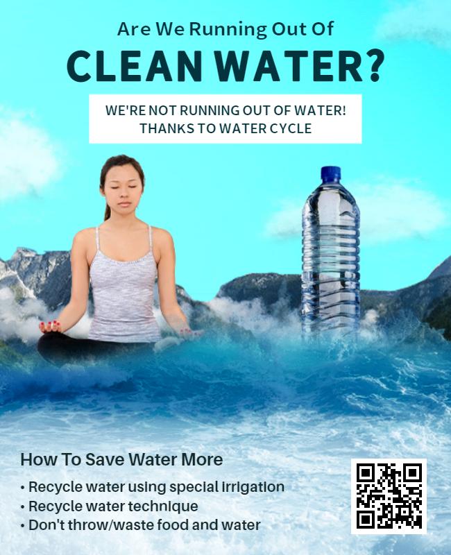 Calming Aqua Water Conservation Awareness Poster Template