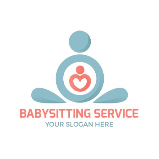Calming Blue and Pink Design for Reliable Babysitting Logo Template