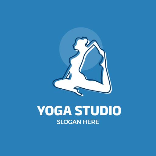 Calming Blue Background Promoting Yoga Wellness Studio Logo Template