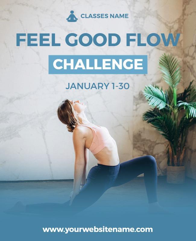 Calming Blue Yoga Session Challenge Poster Template