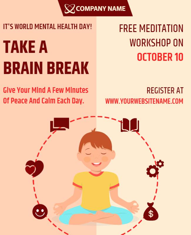 Calming Colorful Meditation Workshop for Mental Health Poster Template