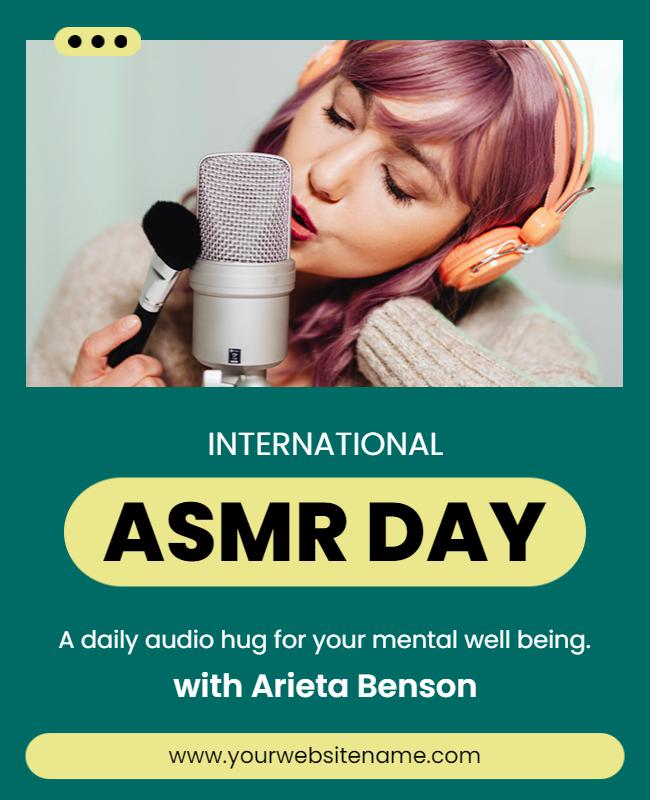 Calming Green ASMR Day Audio Experience Poster Template