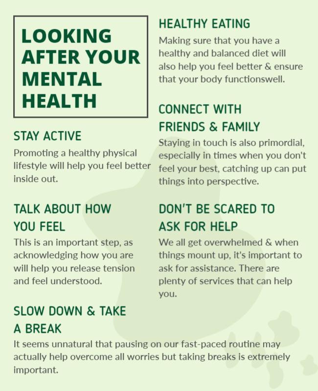 Calming Green Mental Health Wellness Tips Poster Template