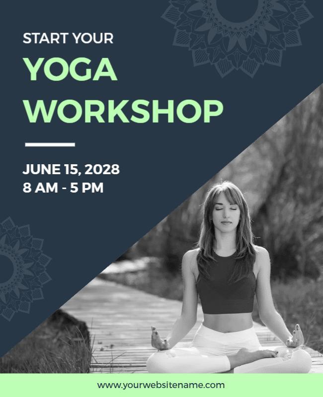 Calming Green Yoga Workshop Meditation Poster Template