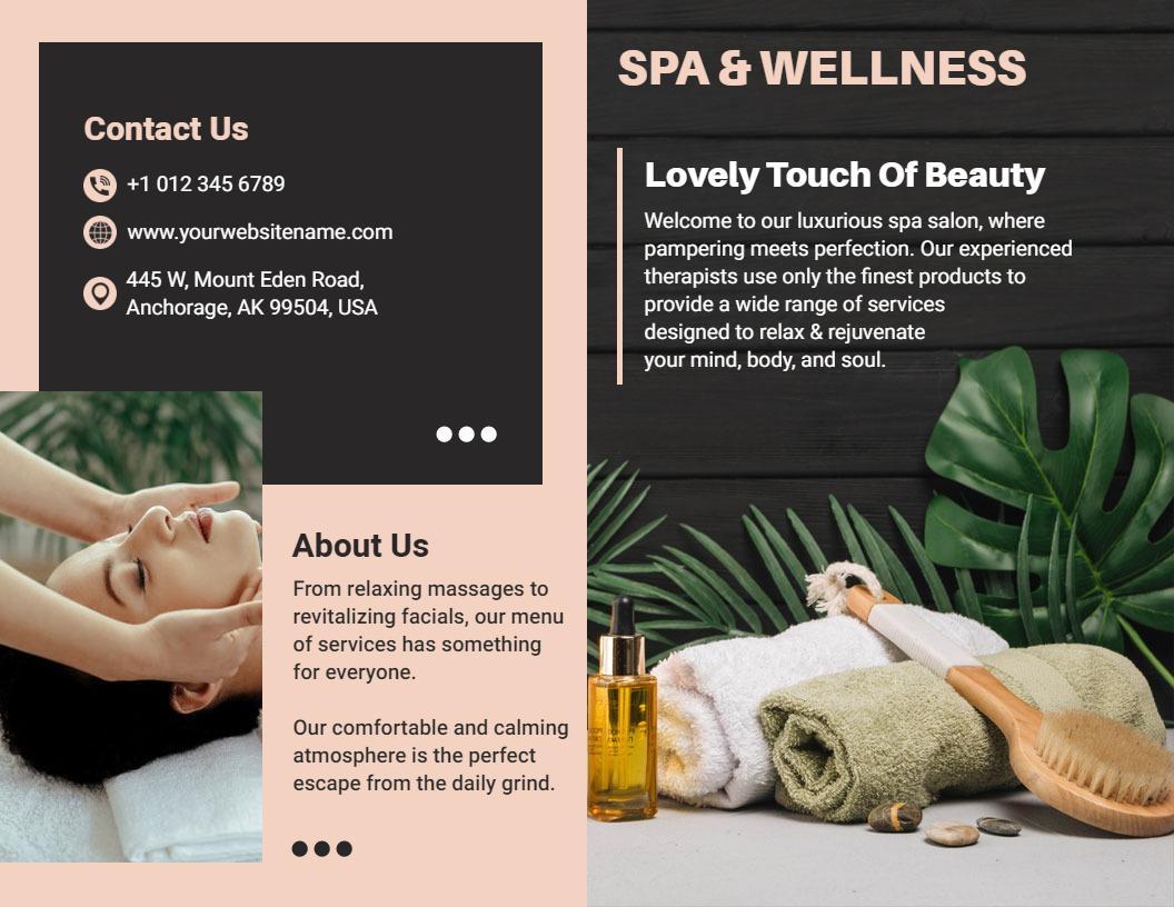 Calming Natural Spa and Wellness Services Brochure Template