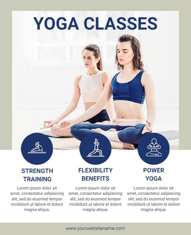 Calming Neutral Yoga Classes Strength Flexibility Power Poster Template