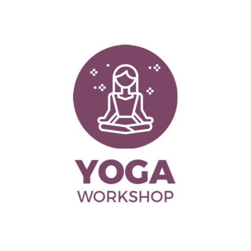 Calming Purple Yoga Workshop Promoting Mindfulness Practices Logo Template