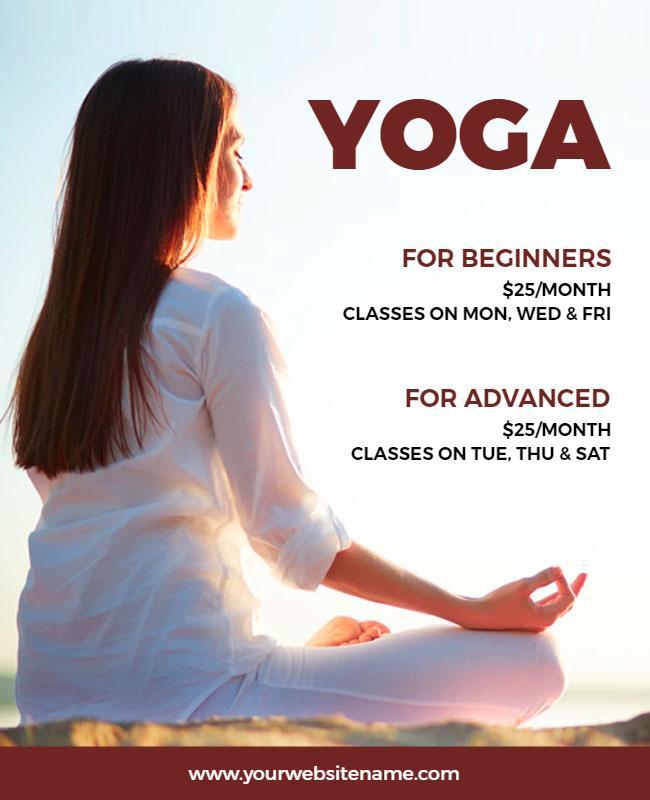 Calming Serenity Yoga Classes Enrollment Poster Template
