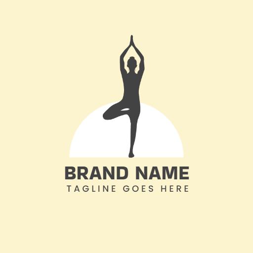 Calming Yellow Background with Yoga Pose Silhouette Logo Template