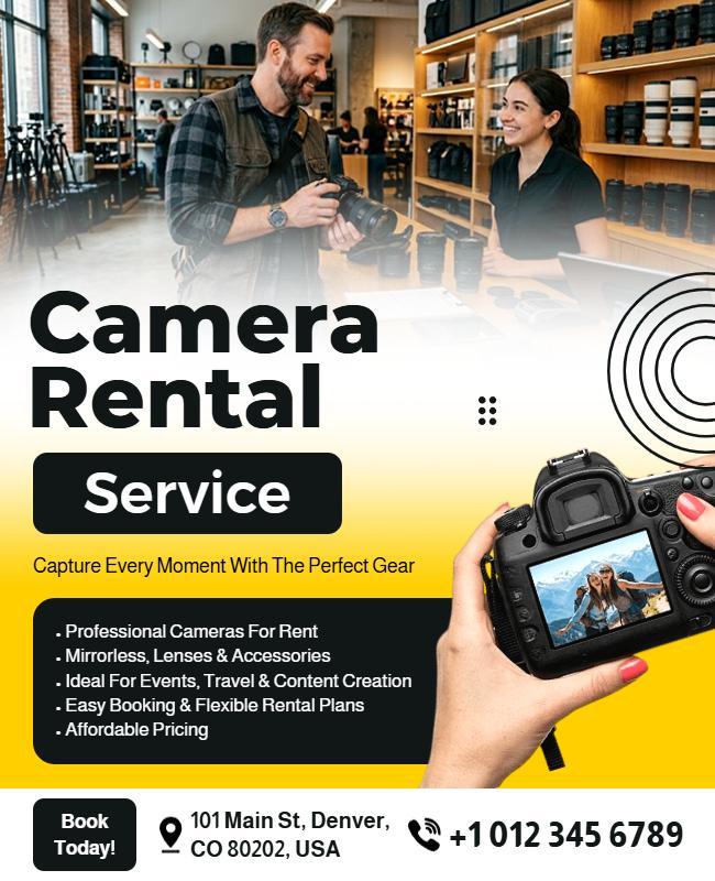 Camera Rental Service Promotional Poster Template