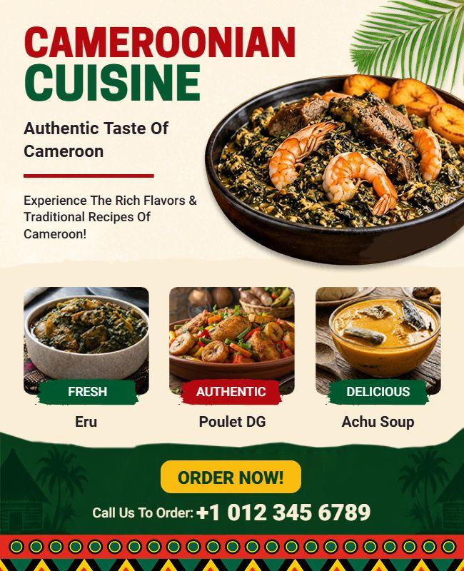Cameroonian Cuisine Restaurant Promotion Flyer Template