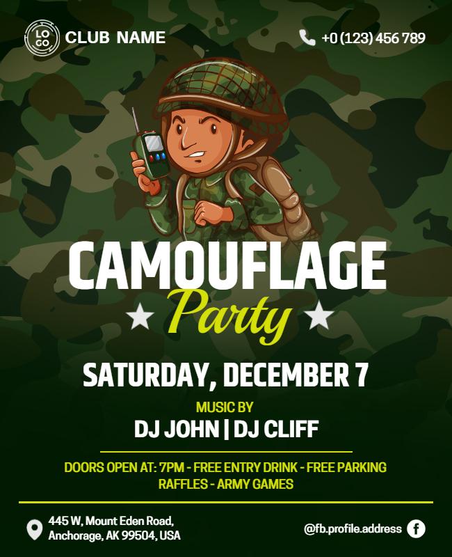 Camouflage Themed Party Event Flyer Template