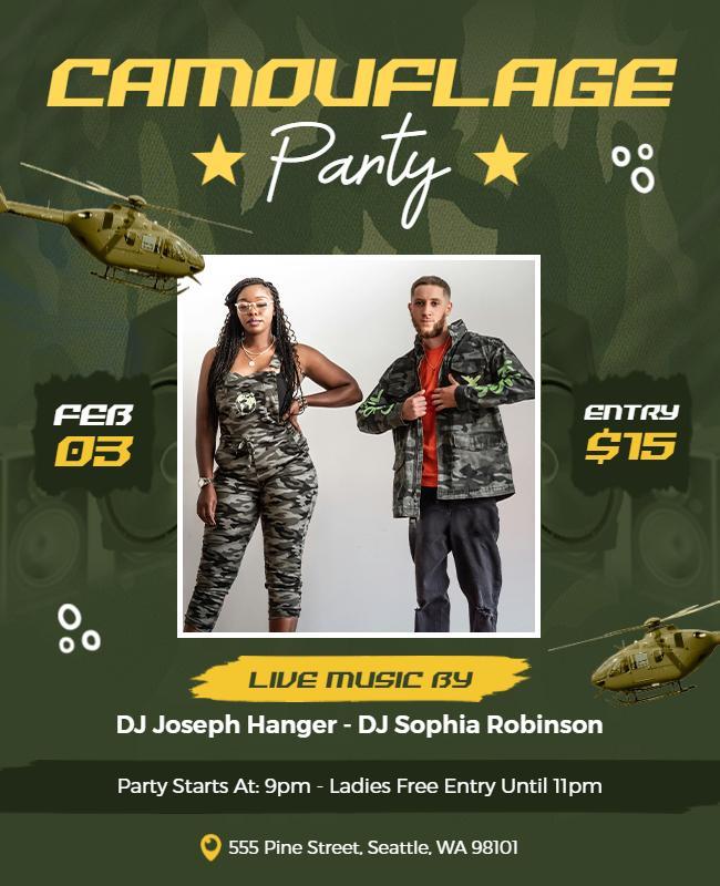 Camouflage Themed Party Flyer Template