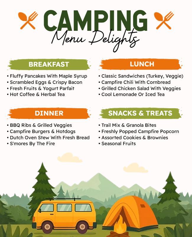 Camping Menu Delights Flyer Template