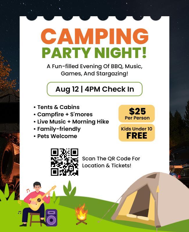 Camping Party Night Event Flyer Template