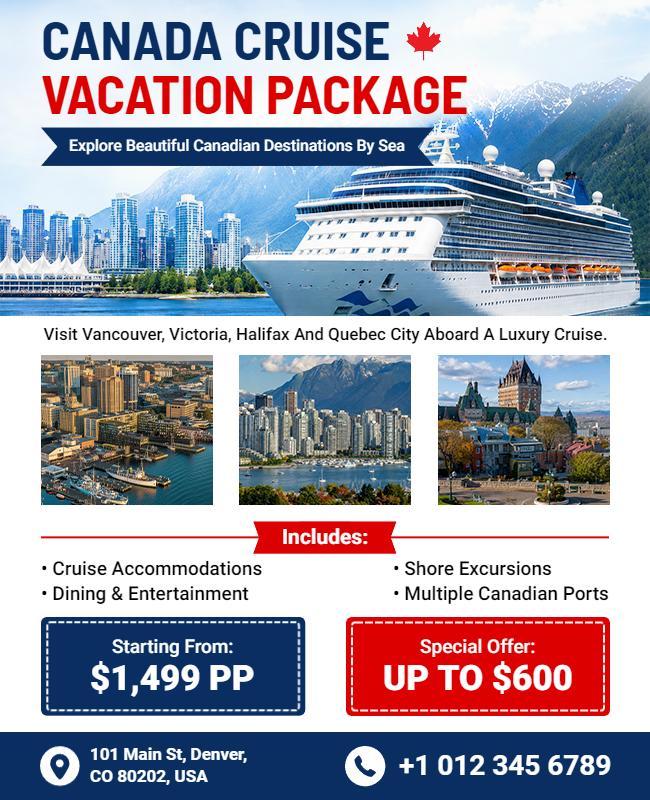 Canada Cruise Vacation Package Promotional Flyer Template