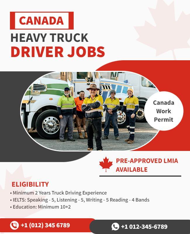 Canada Heavy Truck Driver Jobs Recruitment Flyer Template