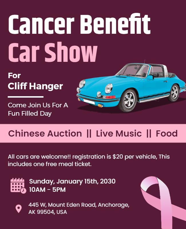 Cancer Benefit Car Show Event Flyer Template