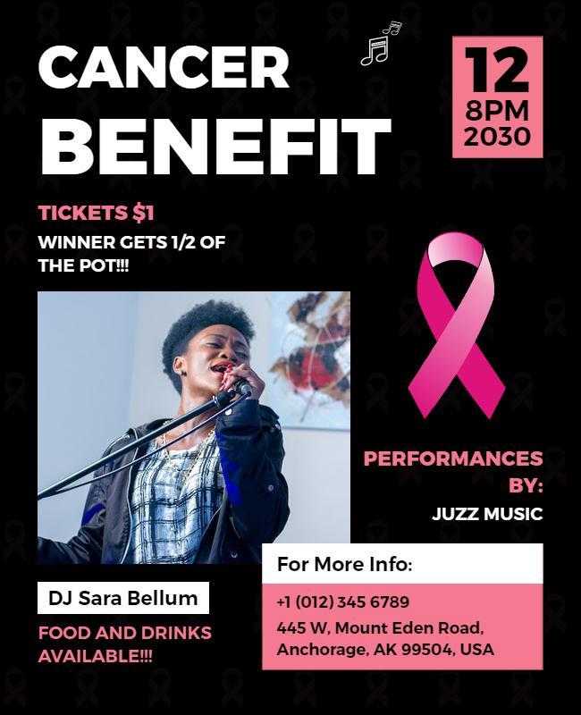 Cancer Benefit Concert with Jazz Music Flyer Template