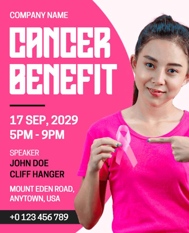 Bold Pink Cancer Benefit Awareness Event Flyer Template