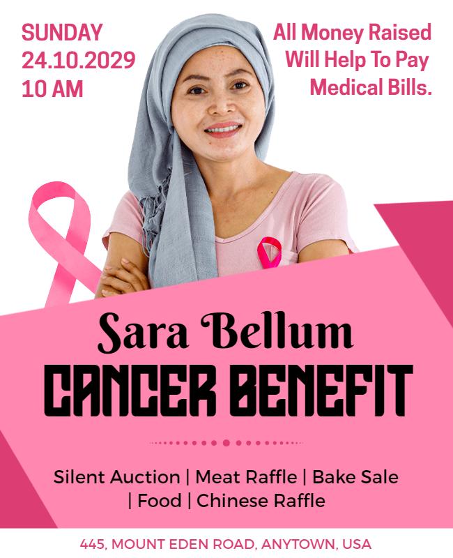 Bold Pink Cancer Benefit Fundraiser Flyer Template