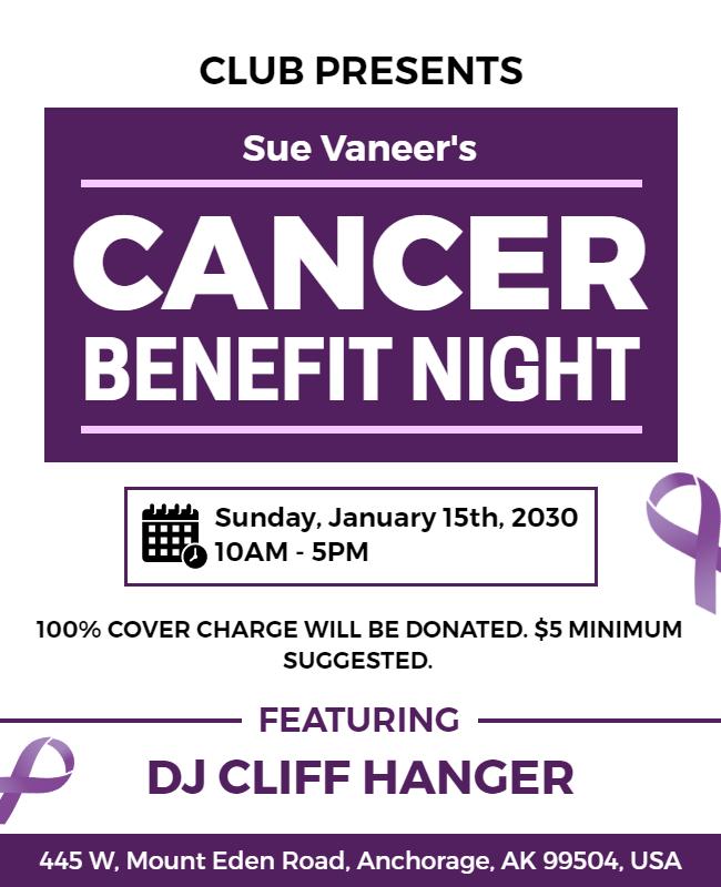 Cancer Benefit Night Charity Event Flyer Template