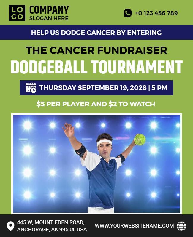 Cancer Fundraiser Dodgeball Tournament Flyer Template