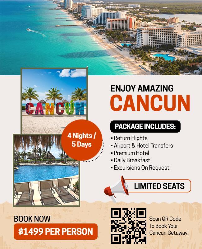 Cancun Vacation Package Promotion Flyer Template