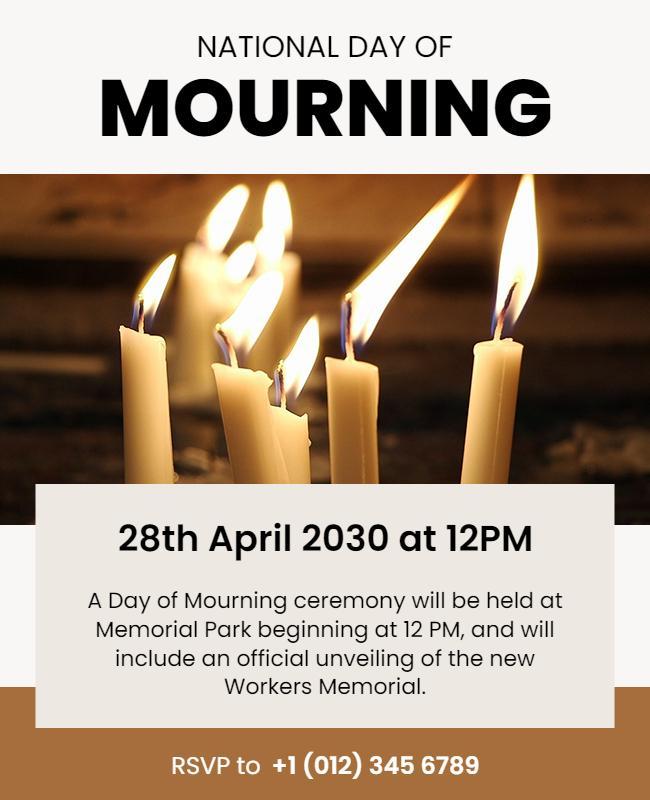 Candlelight Vigil for National Day of Mourning Poster Template