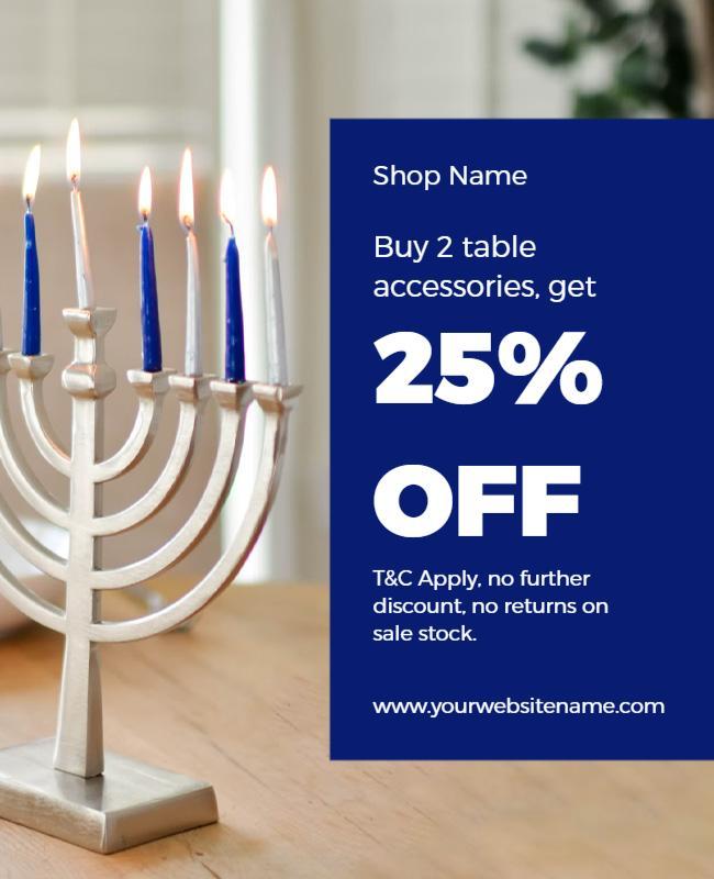 Candlelit Blue Festive Table Accessories Offer Poster Template