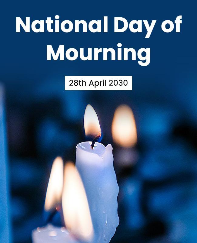 Candlelit Blue Remembrance National Day of Mourning Poster Template