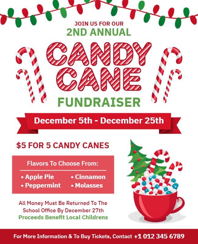 Candy Cane Fundraiser Event Flyer Template