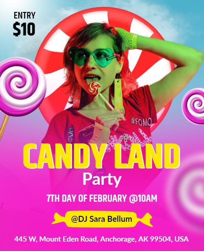 Candy Land Themed Party Flyer Template