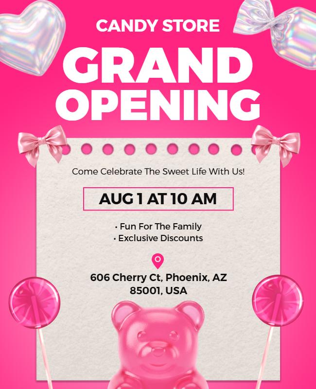 Candy Store Grand Opening Event Poster Template